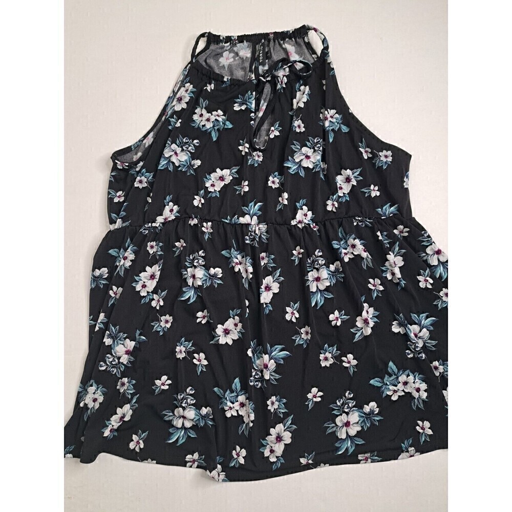 TORRID Women's Empire Waist Floral Babydoll Top Sleeveless Black Size 3